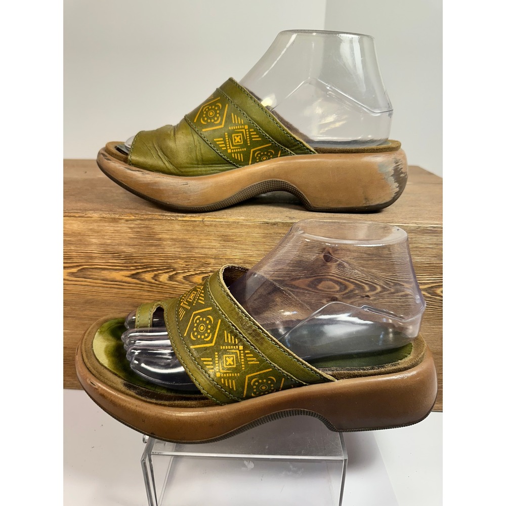 Dansko VTG Leather Comfort Slides Toe Loop Portugal Boho Y2K Rare 90s 38/ 7.5-8 - Picture 2 of 10